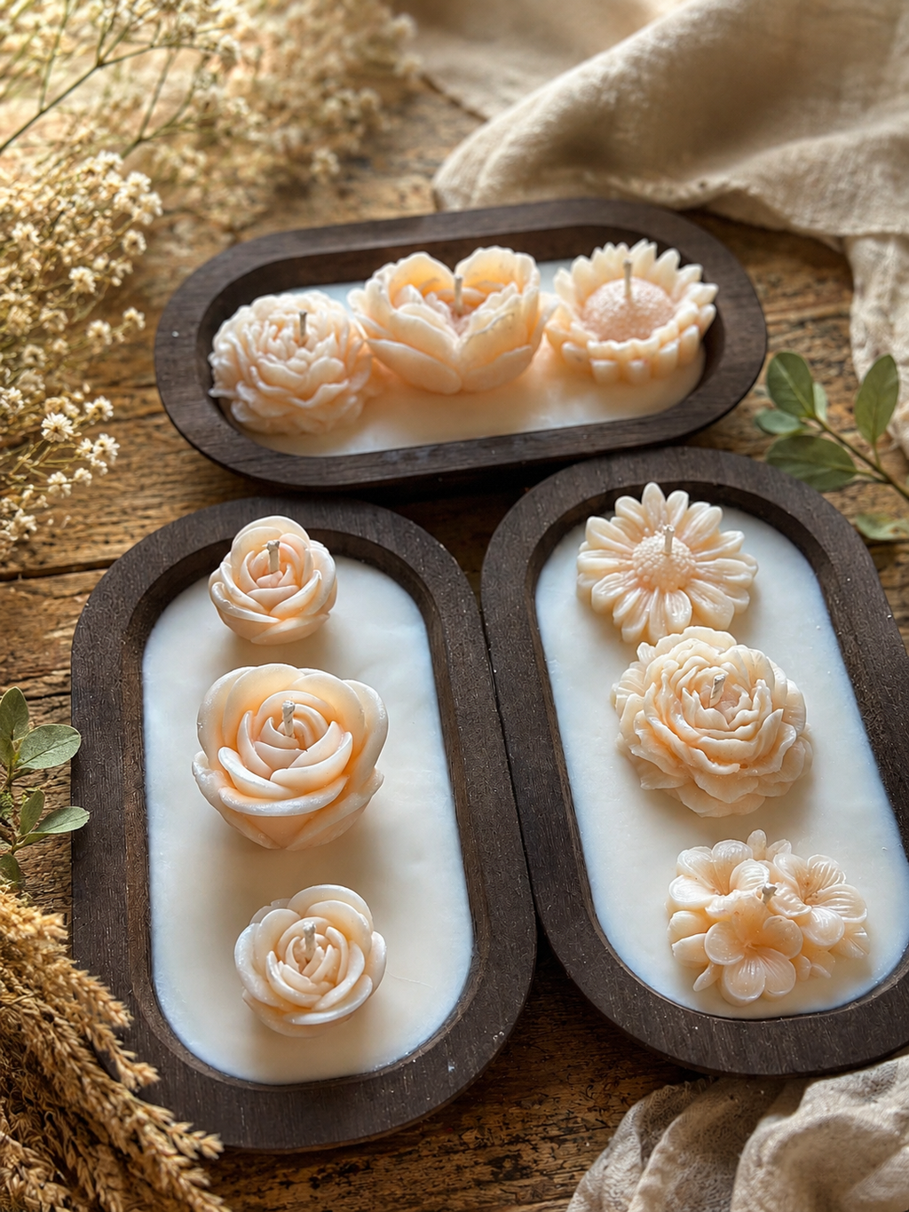 Flower Dough Bowl Candles