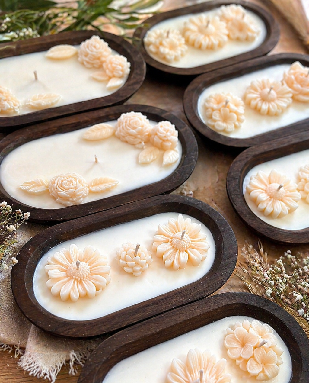 Flower Dough Bowl Candles